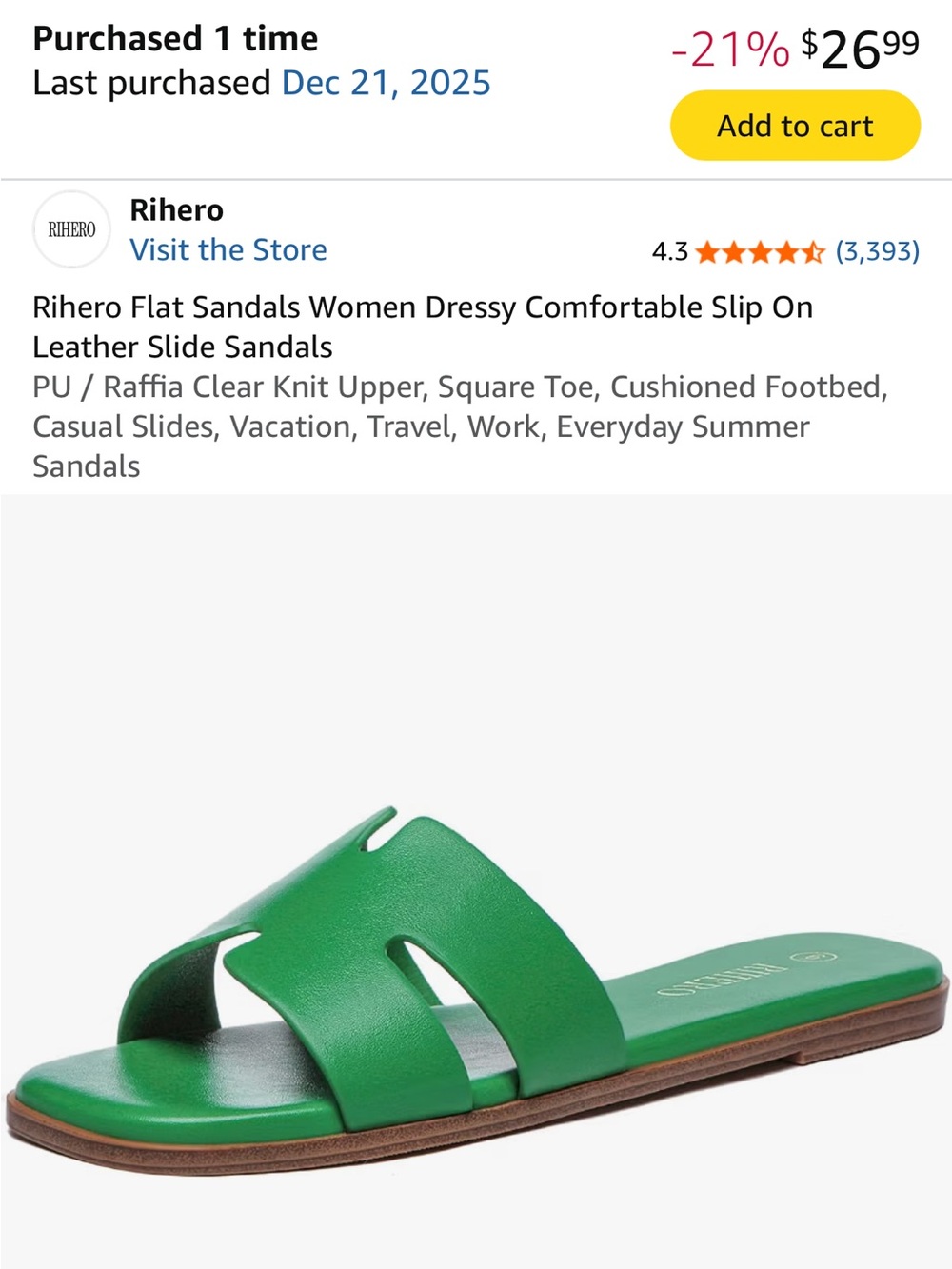 Green Women's Slide Sandals